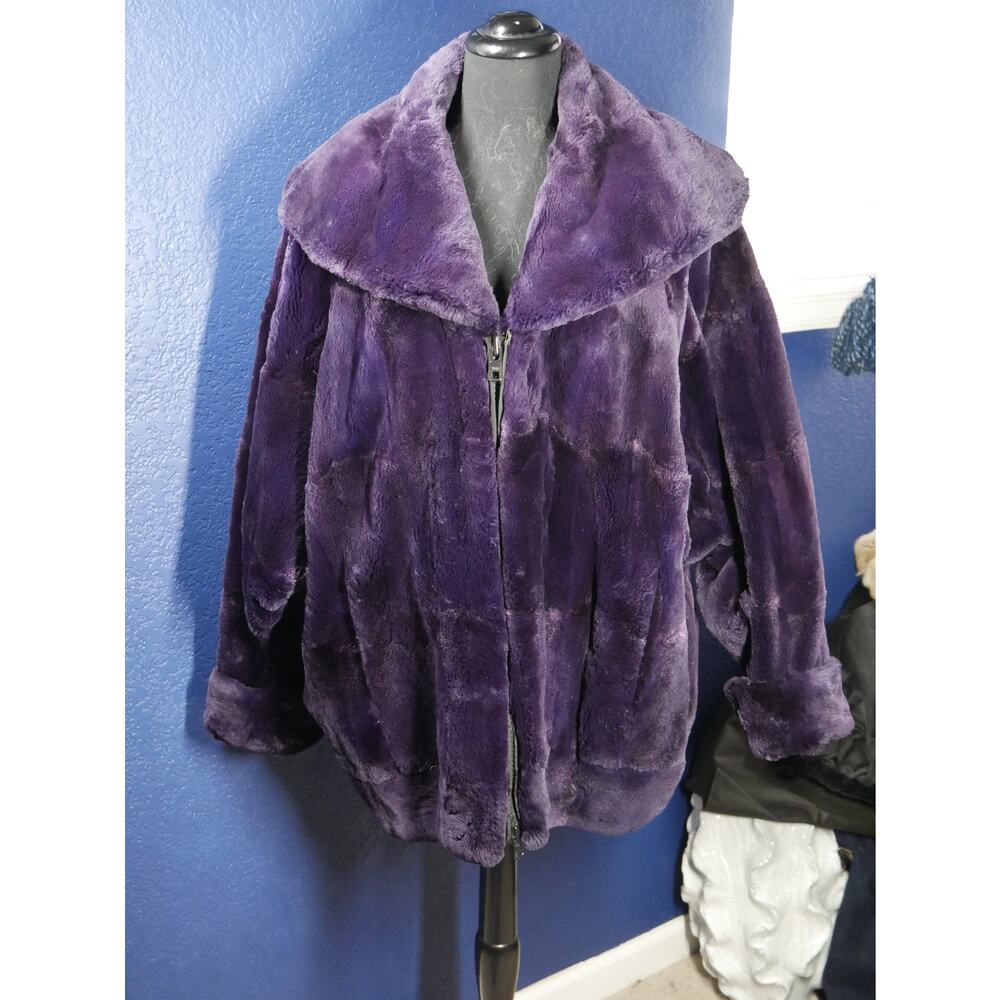 Stunning Purple Sheared Beaver Fur Coat Jacket